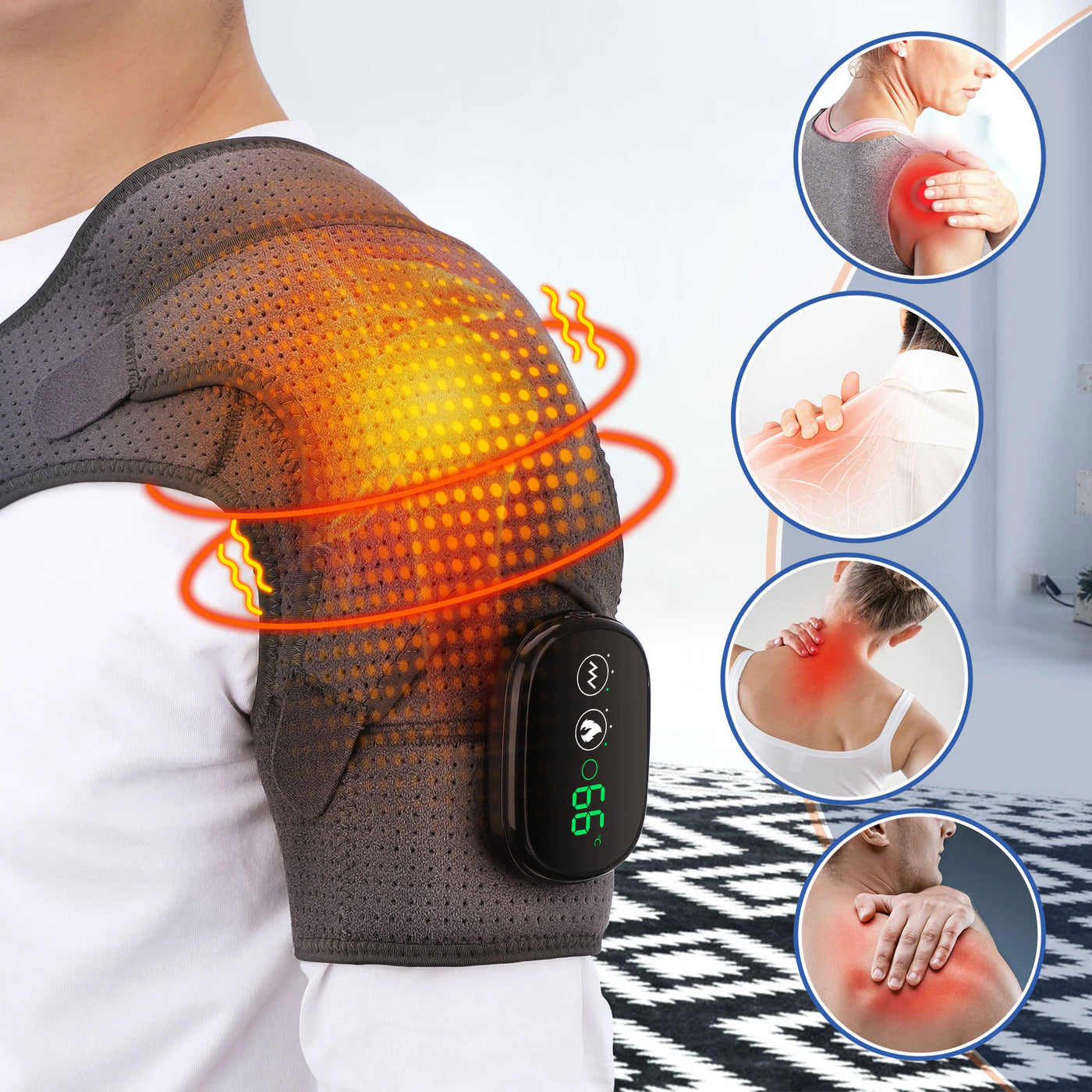 Heating Shoulder Brace Support Wrap Heated Pad Support Brace For Rotator  Cuff